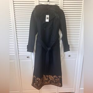 Brand New With Tags Michael Kors Black Coat with Gold Embroidery Detailing